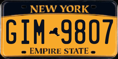 NY license plate GIM9807
