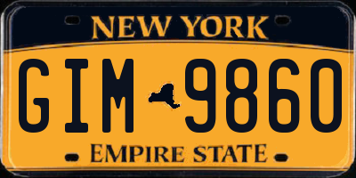 NY license plate GIM9860