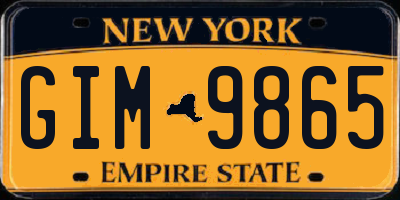 NY license plate GIM9865