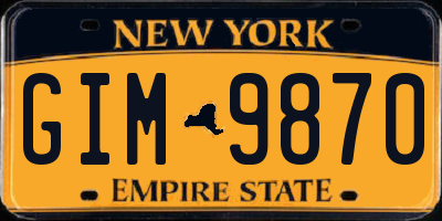 NY license plate GIM9870