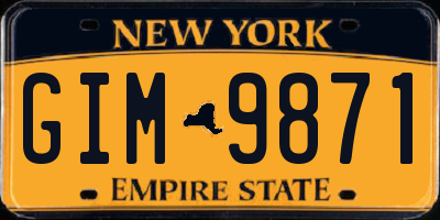 NY license plate GIM9871