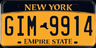 NY license plate GIM9914