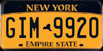 NY license plate GIM9920