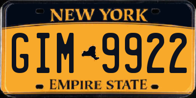 NY license plate GIM9922