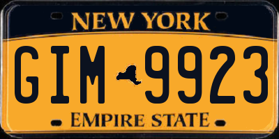 NY license plate GIM9923
