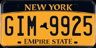 NY license plate GIM9925