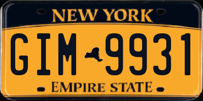 NY license plate GIM9931