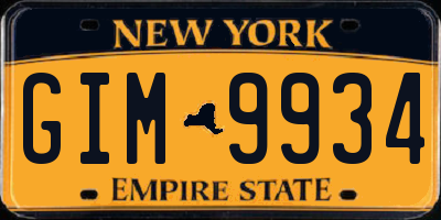 NY license plate GIM9934