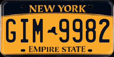 NY license plate GIM9982
