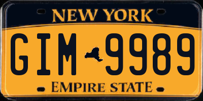 NY license plate GIM9989