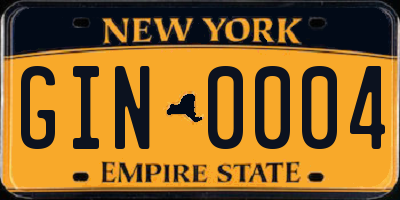 NY license plate GIN0004