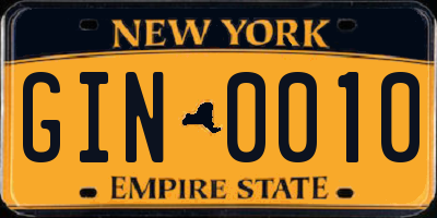 NY license plate GIN0010