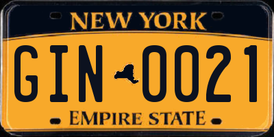 NY license plate GIN0021