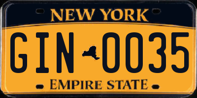 NY license plate GIN0035