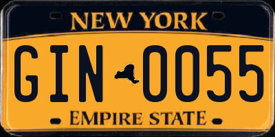 NY license plate GIN0055