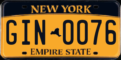 NY license plate GIN0076