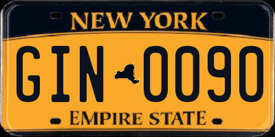 NY license plate GIN0090