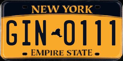 NY license plate GIN0111