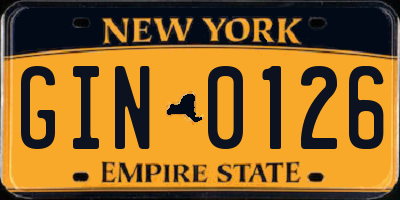 NY license plate GIN0126