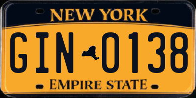 NY license plate GIN0138