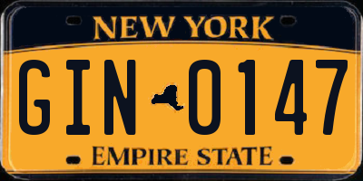 NY license plate GIN0147
