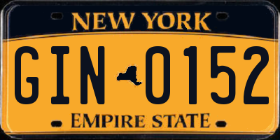 NY license plate GIN0152