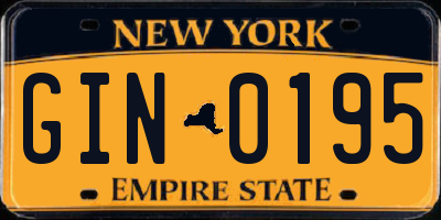 NY license plate GIN0195