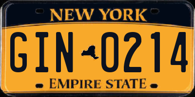 NY license plate GIN0214