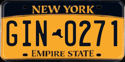 NY license plate GIN0271
