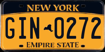 NY license plate GIN0272