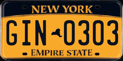 NY license plate GIN0303
