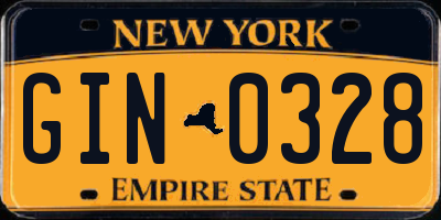 NY license plate GIN0328