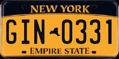 NY license plate GIN0331