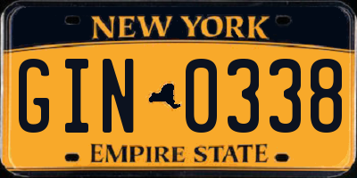 NY license plate GIN0338