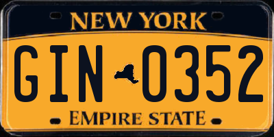 NY license plate GIN0352