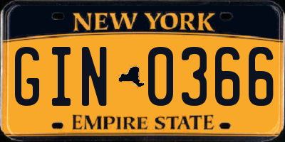 NY license plate GIN0366