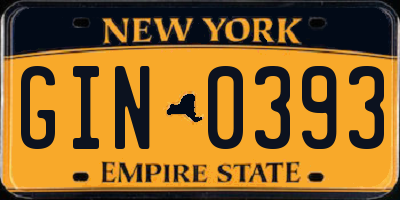 NY license plate GIN0393