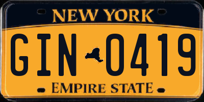 NY license plate GIN0419