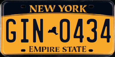 NY license plate GIN0434