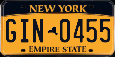 NY license plate GIN0455