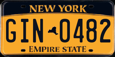 NY license plate GIN0482