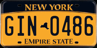 NY license plate GIN0486