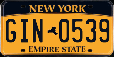 NY license plate GIN0539