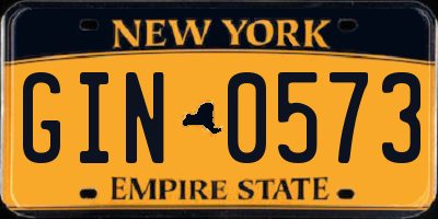 NY license plate GIN0573