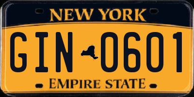 NY license plate GIN0601