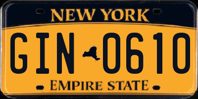 NY license plate GIN0610