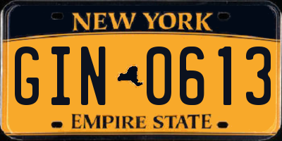 NY license plate GIN0613