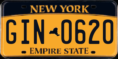 NY license plate GIN0620