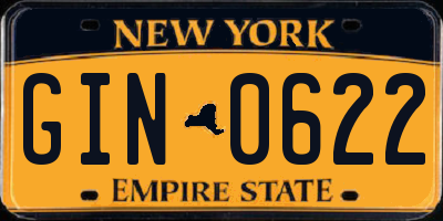 NY license plate GIN0622