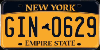 NY license plate GIN0629
